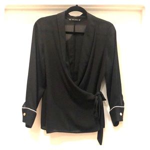 NEW ZARA sexy Black wrap top Sz M